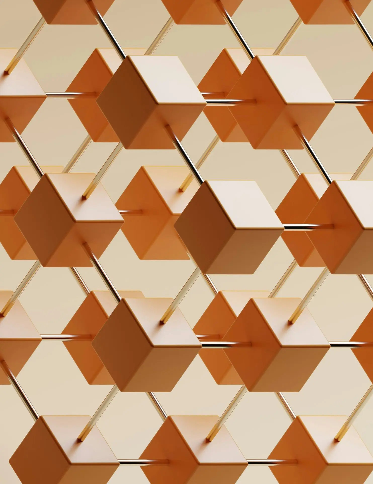 an abstract background of orange and white cubes
